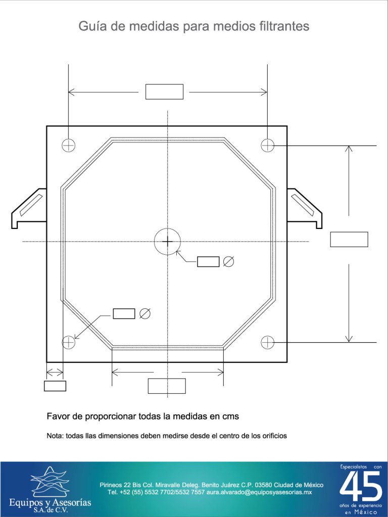 guia para medidas de lonas para filtro prensa